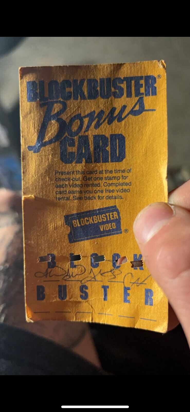 RARE 1990 BLOCKBUSTER Punch Card Good for Free Movie  HTF DVD VHS