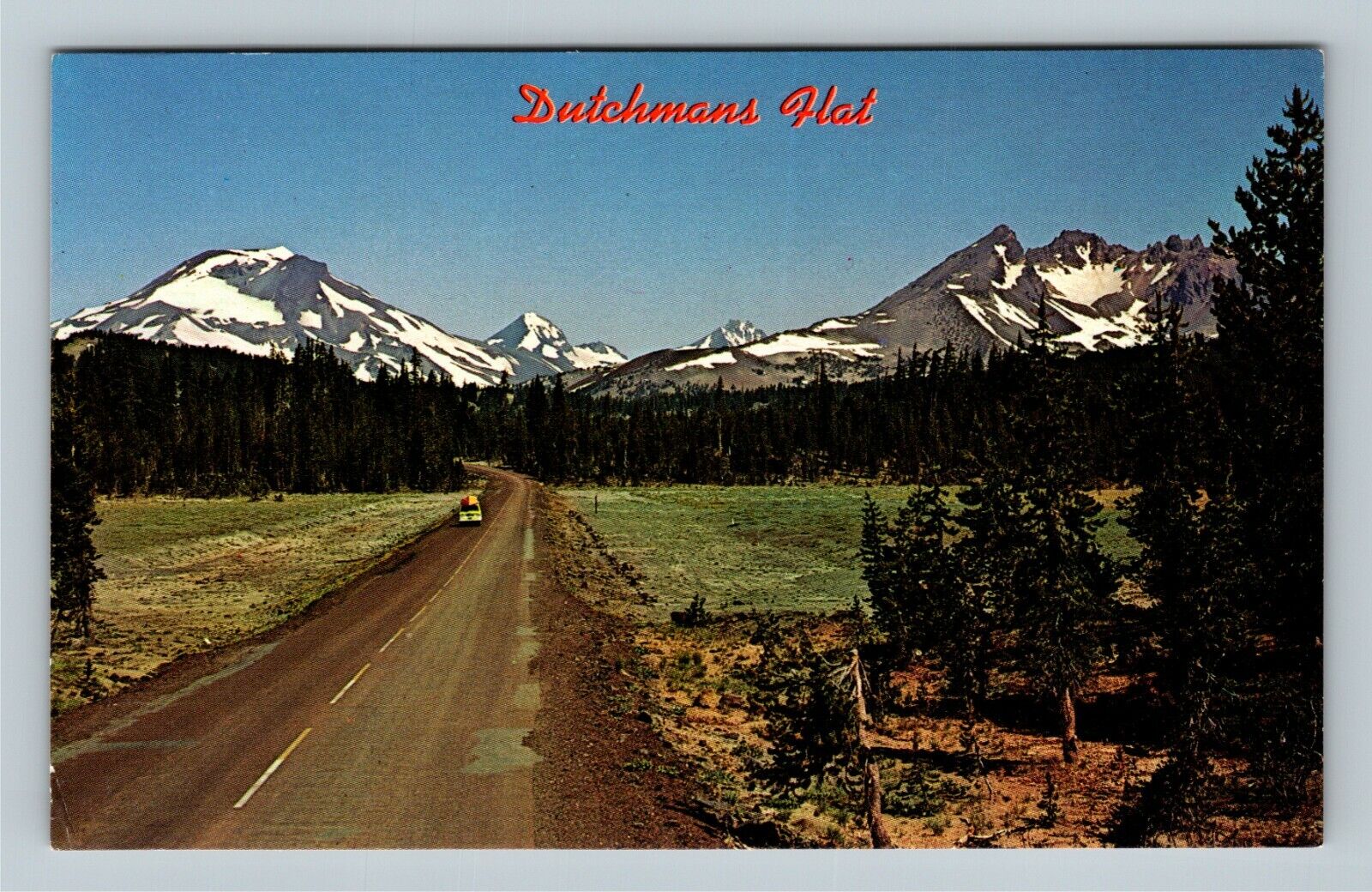Bend OR Dutchmans Flat Three Sisters Brokentop Mountain Oregon Vintage Postcard