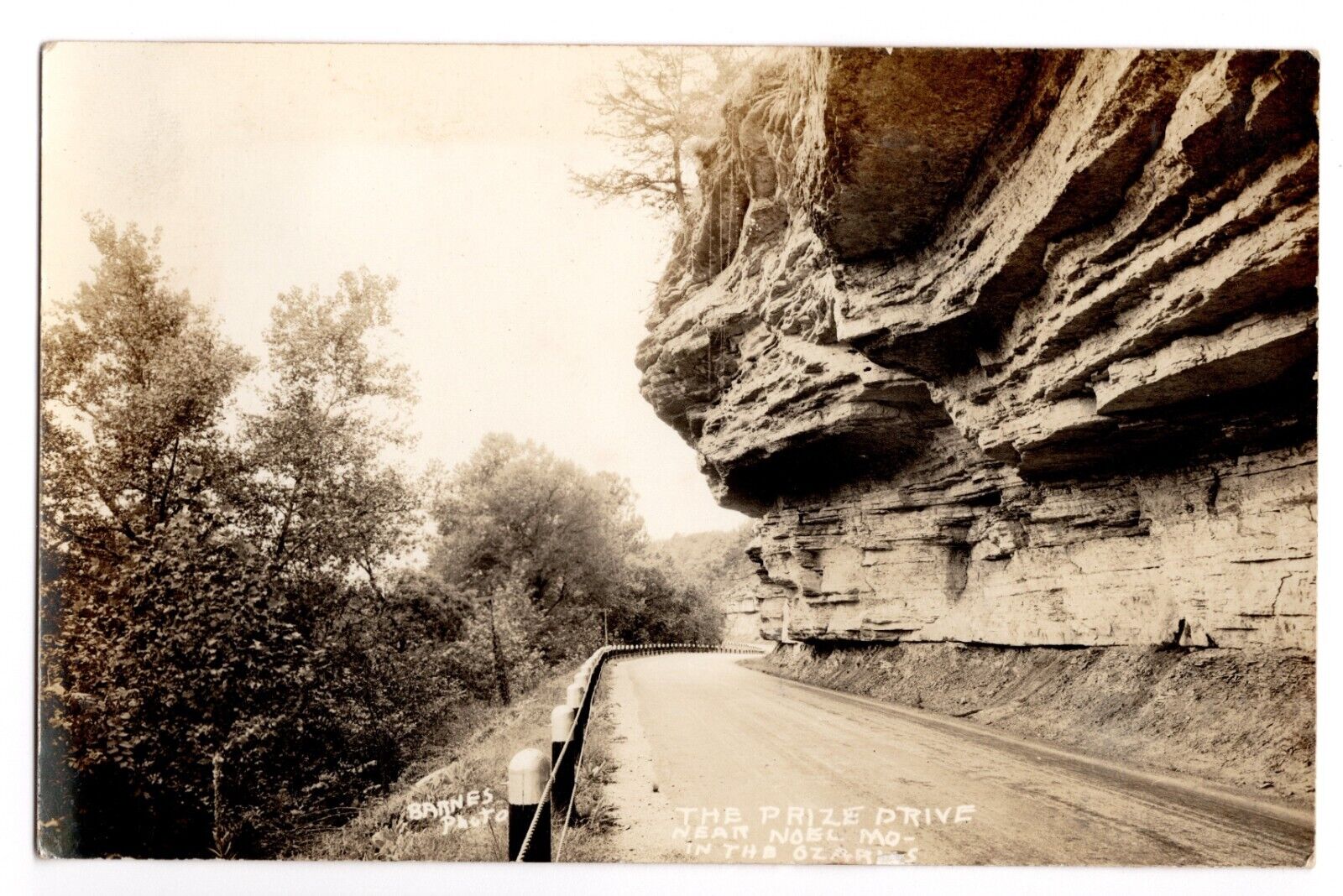 RPPC Real Photo Postcard - The Prize Drive, near Noel, MO in the Ozarks, road