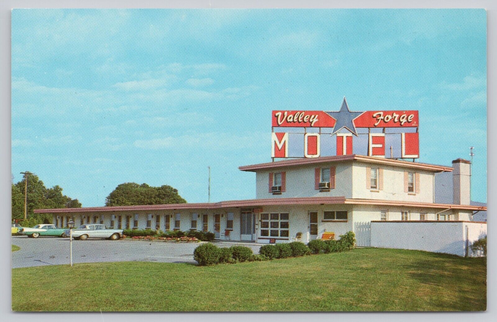Downingtown Pennsylvania, Valley Forge Motel Advertising Old Sign, VTG Postcard