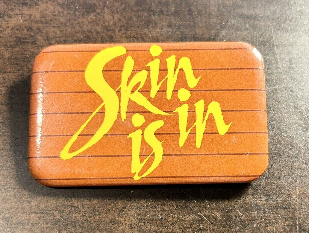 ✴️  Skin Is In Fun Orange Pinback Button 2 3/4\