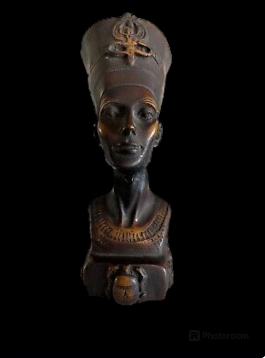 Rare Egyptian Antique Queen Nefertiti Head Statue From Egypt Ht: 9.5”
