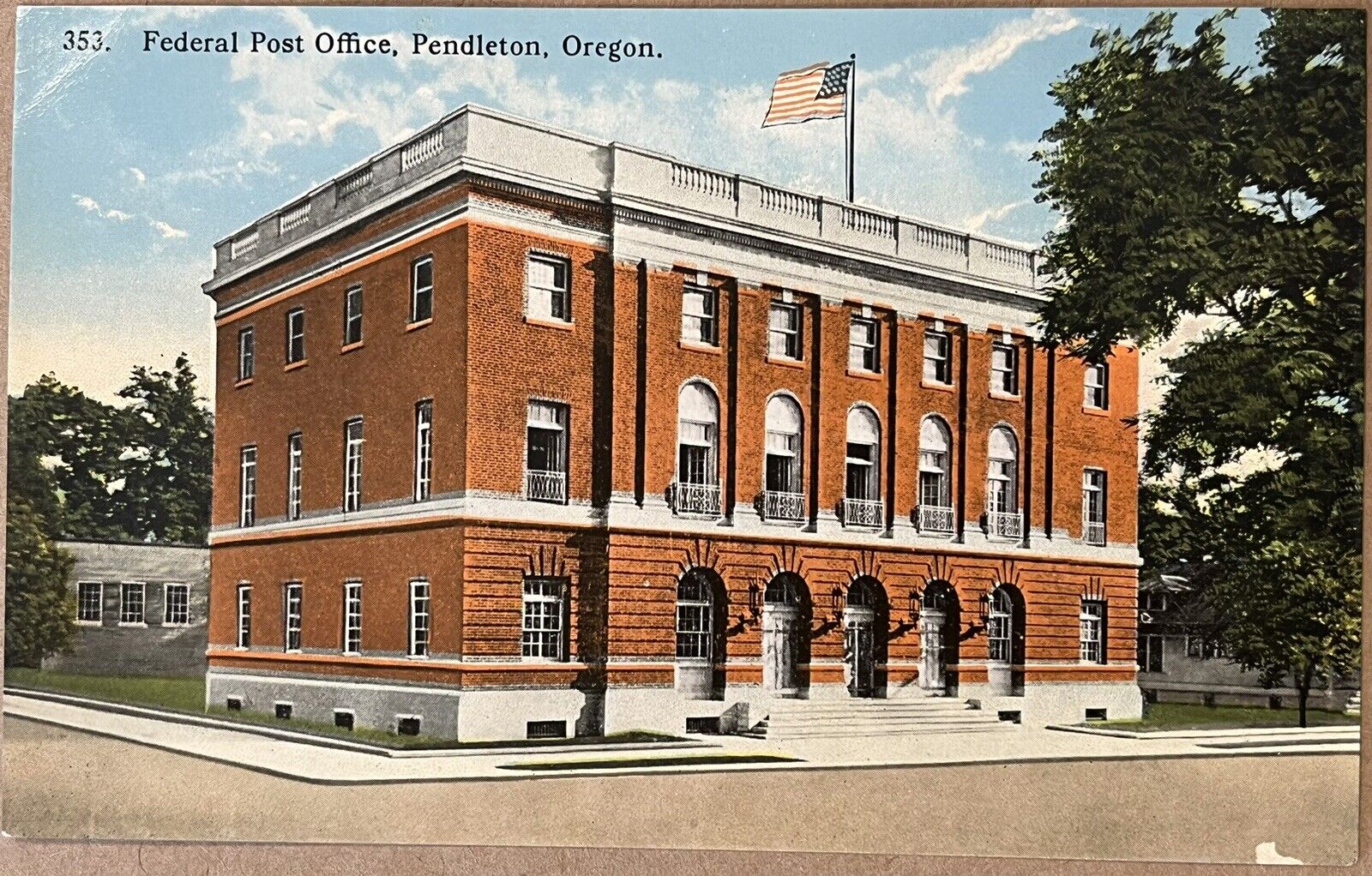 Pendleton Oregon Post Office Antique Postcard c1910
