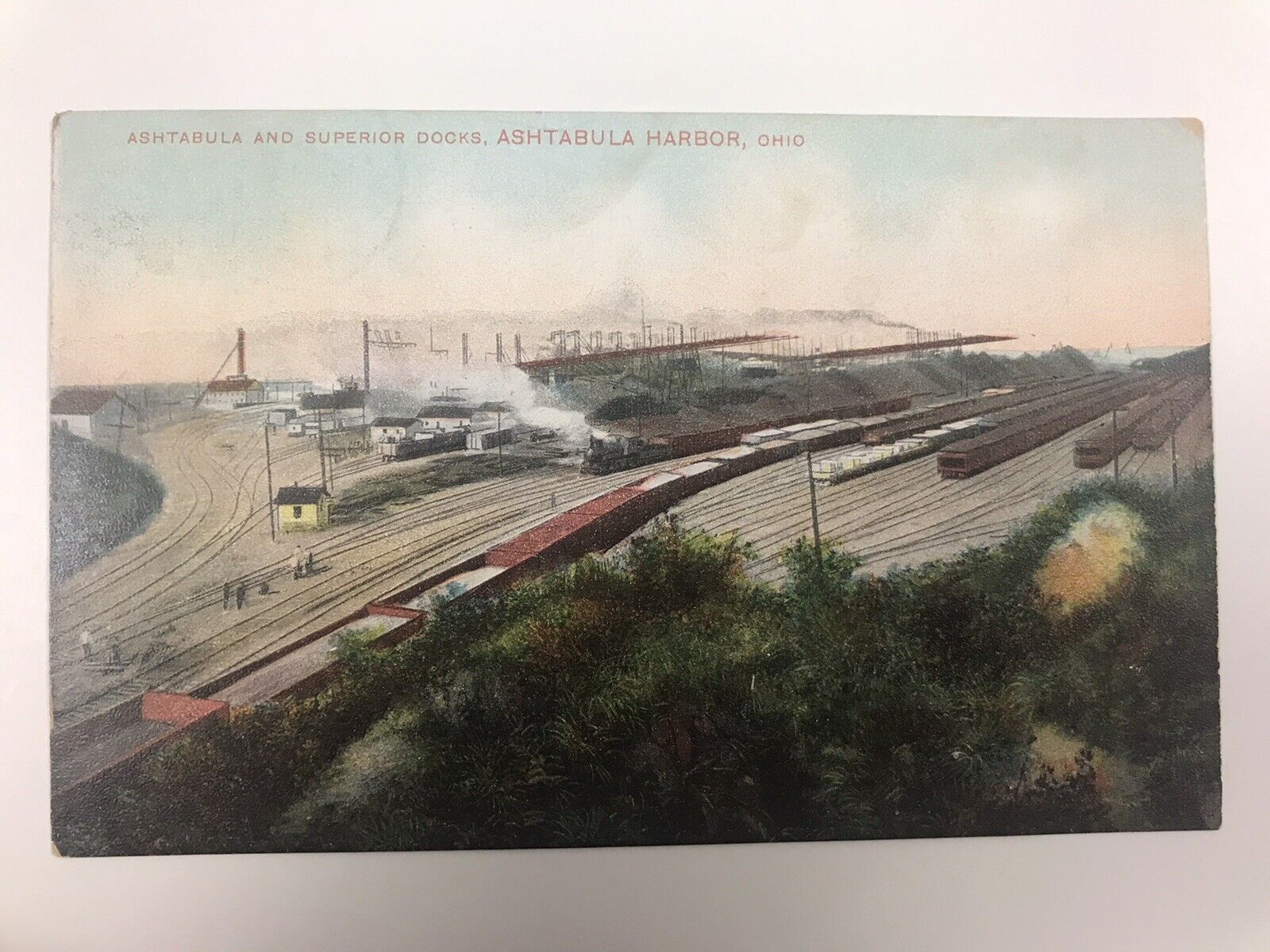 vintage 1910 Ashtabula and superior docks Ashtabula Harbor Ohio post card