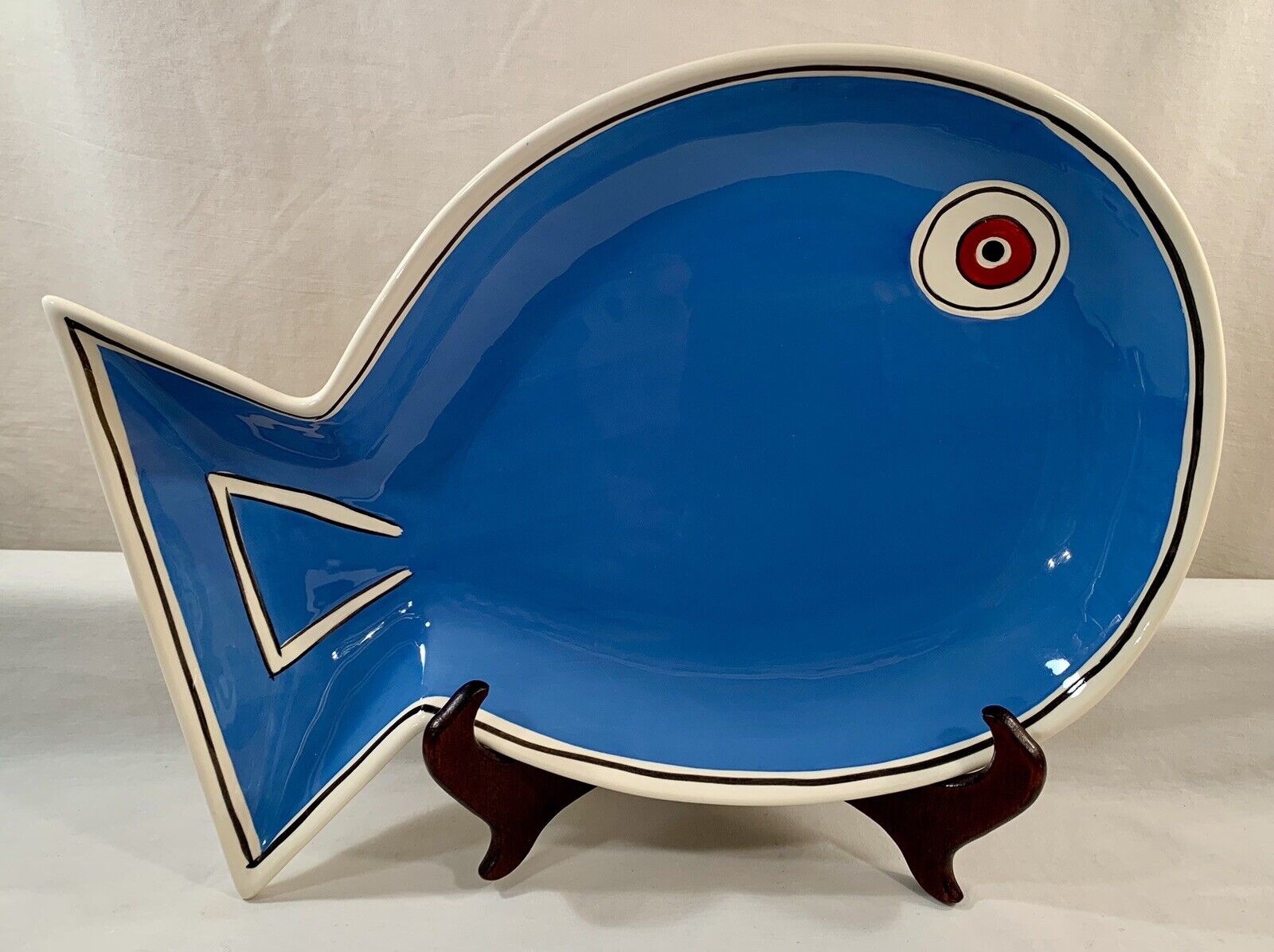 Retired M. Bagwell Water Collection By CAFFCO Blue Fish 15” Serving Dish/ Tray