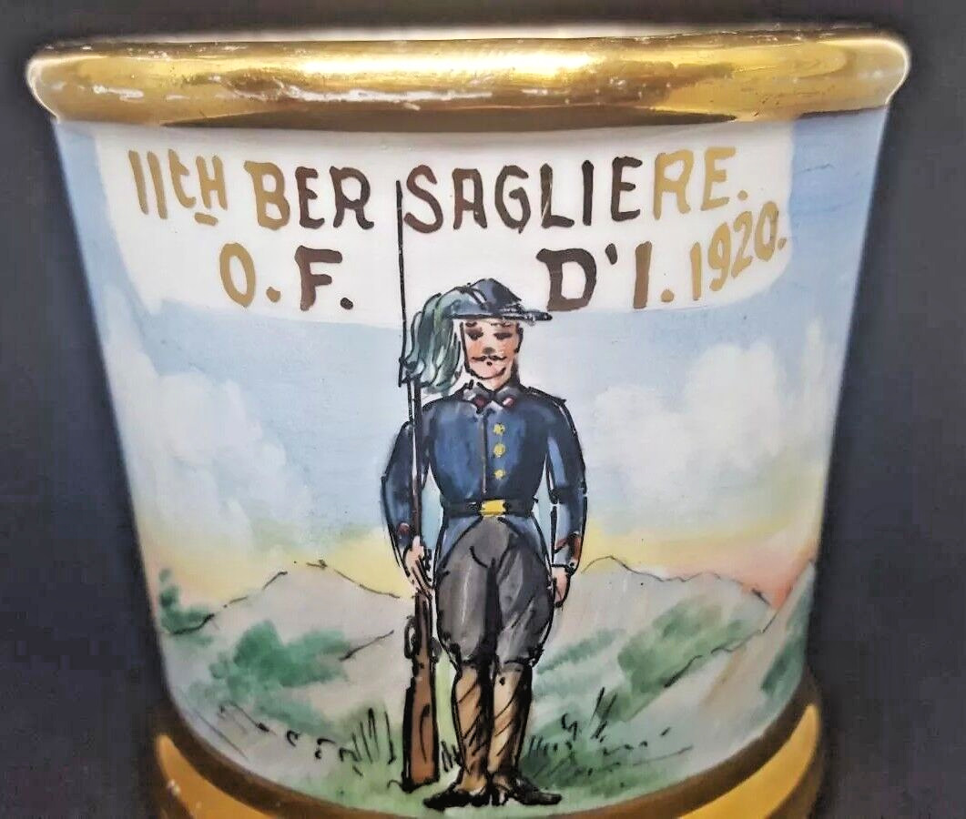 ITALIAN Army Soldier 11th BERSAGLIERE - WWI Era  Occupational Shaving Mug 1920  