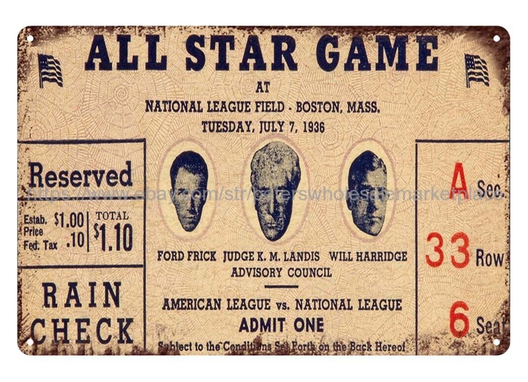 art prints 1936  Baseball  Ticket Stub metal tin sign