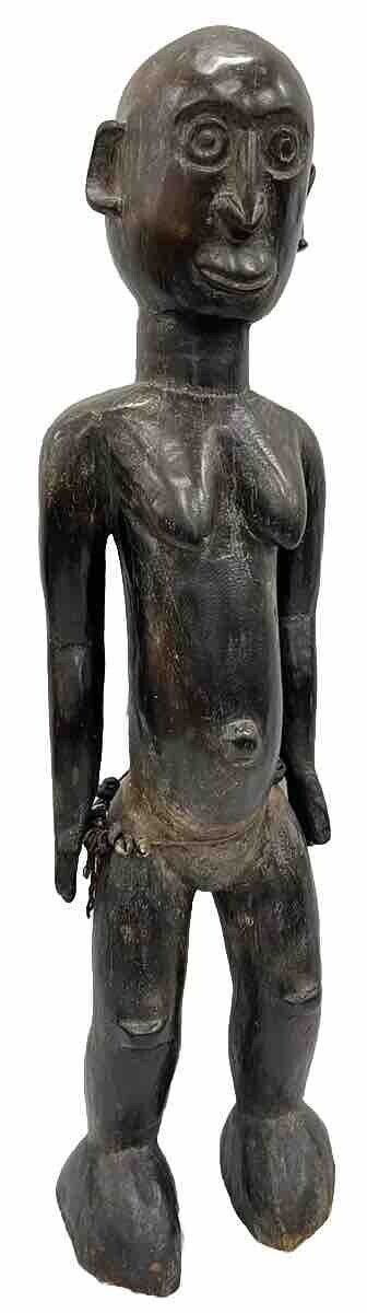 Magnificent Large African Figural Sculpture - Rich Dark Waxy Patina - 33.5
