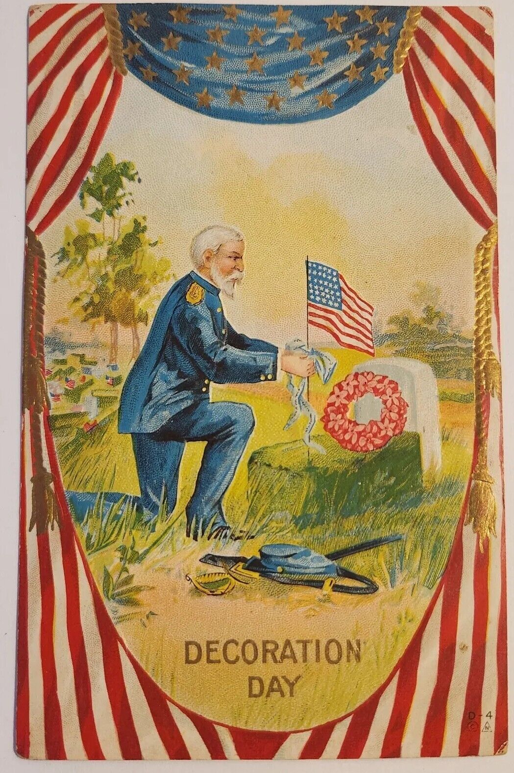 Decoration Day Patriotic Vintage 1917 Embossed Postcard 