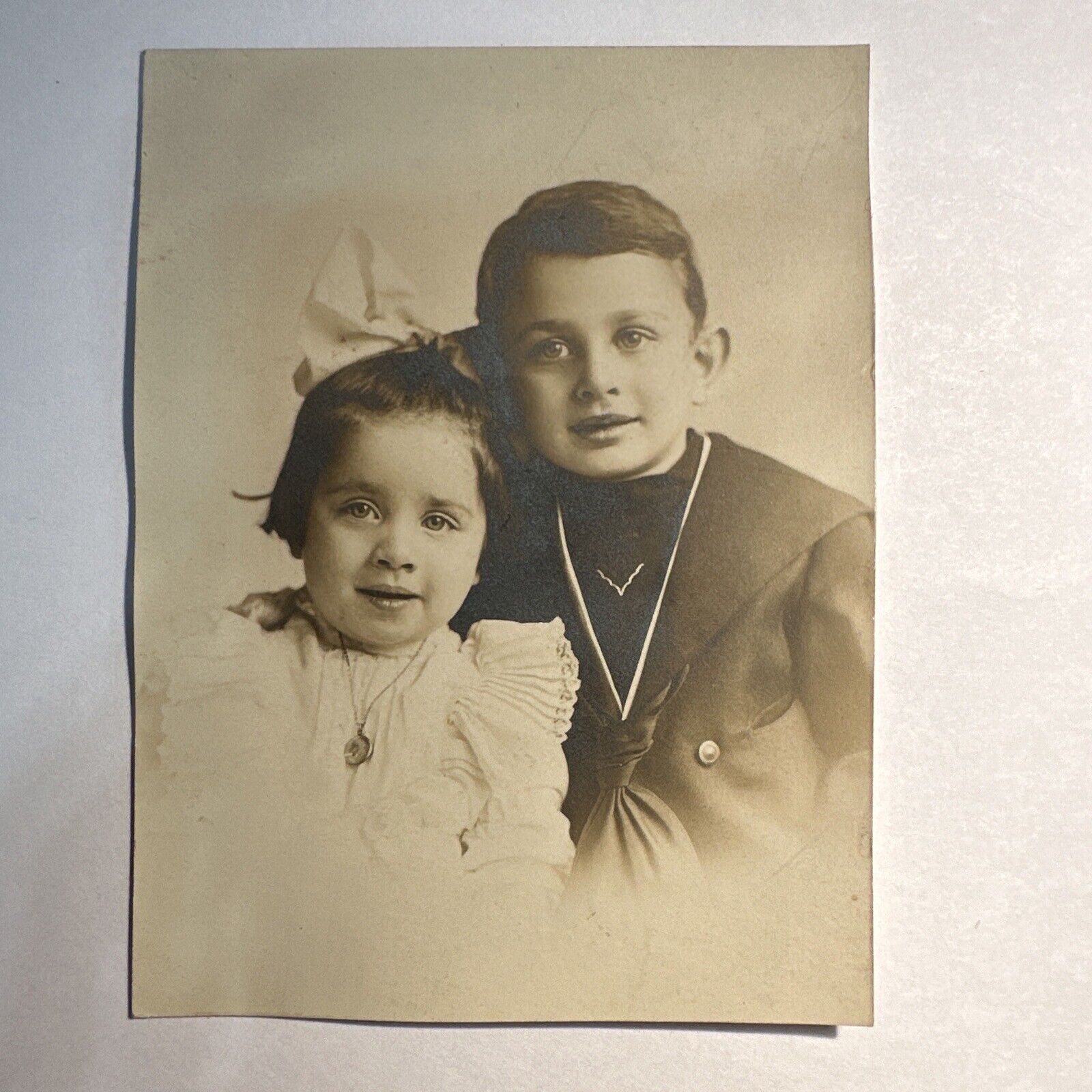 Early 1900s CDV Children sailor suit locket ORIGINAL photo Jewish Davis family