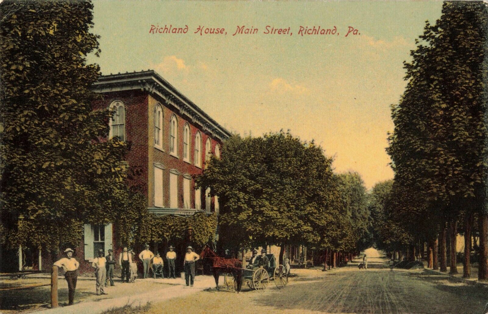Richland House, Main Street, Richland, Pennsylvania PA - c1910 Vintage Postcard