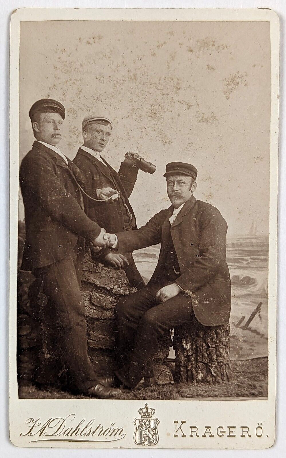 Captains or Lighthouse Keepers Maritime Antique Photograph Norway Cabinet Card