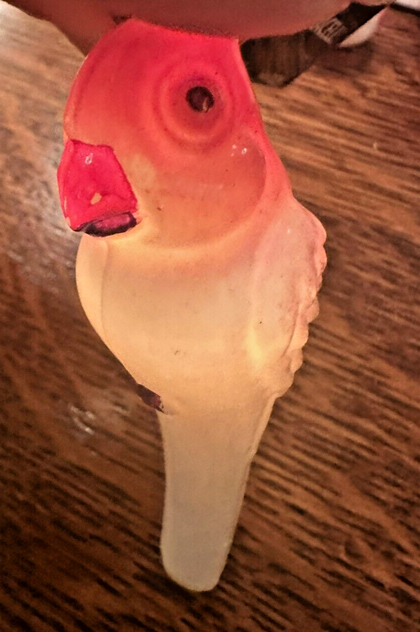 Vintage Figural Light Bulb Parrot Bird, Christmas, Milk Glass, C6, Japan  WORKS