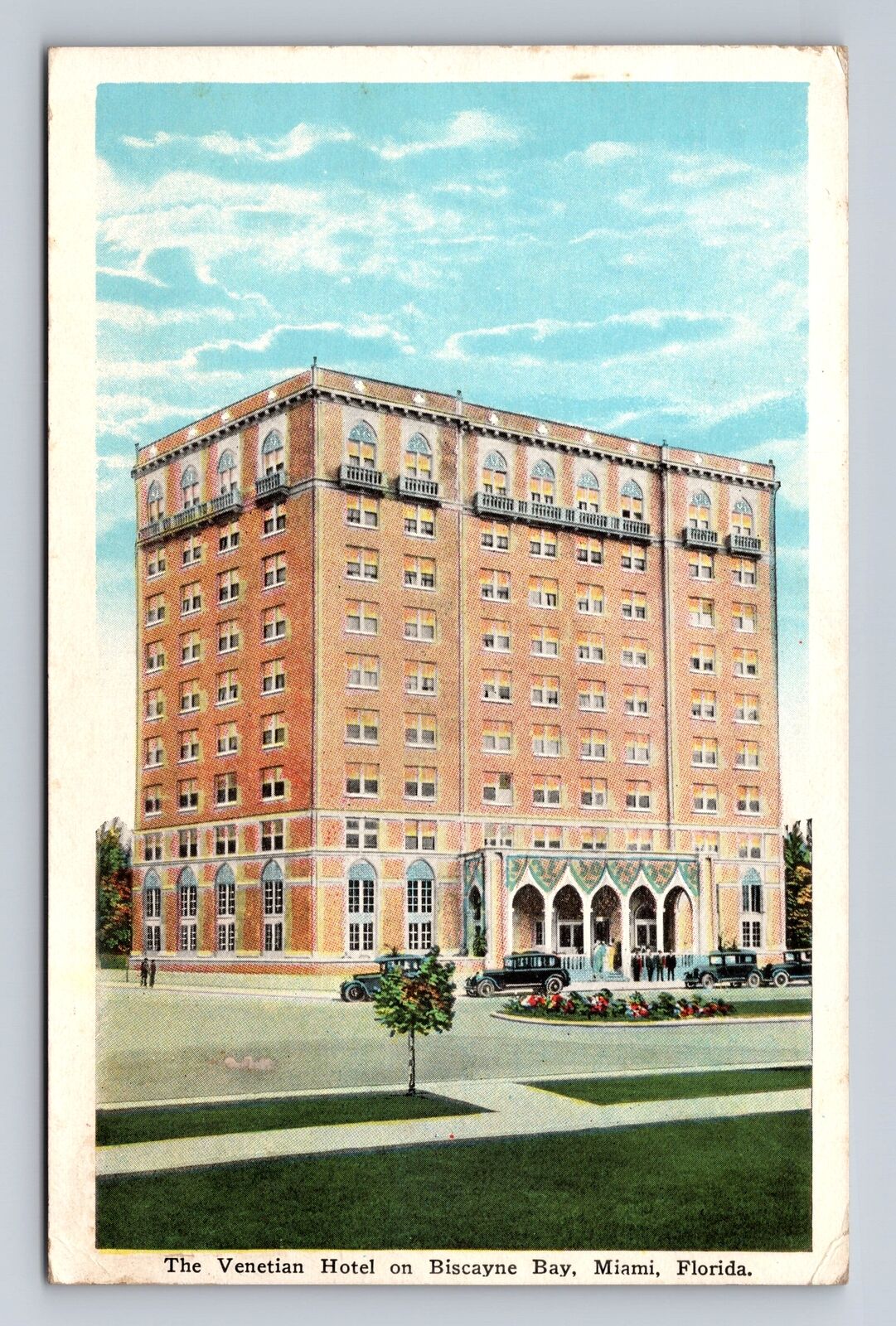Miami FL-Florida, The Venetian Hotel On Biscayne Bay, Vintage c1927 Postcard