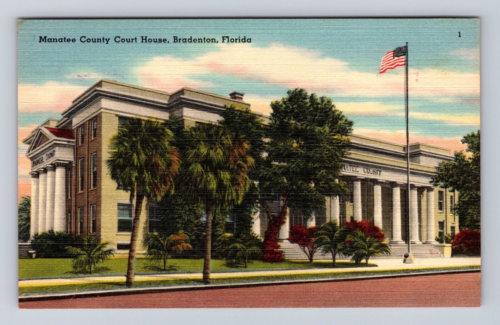 Bradenton FL-Florida, Manatee County Court House, Antique Vintage Postcard