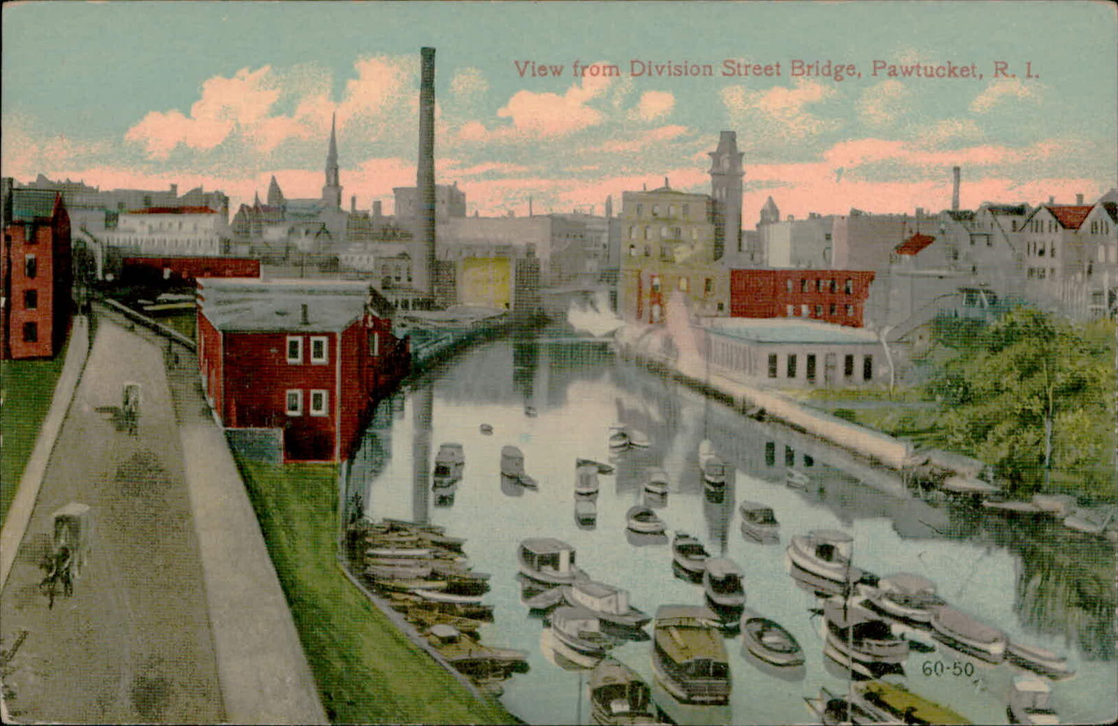 Postcard: 00 00 View from Division Street Bridge, Pawtucket, R. 1. O 6