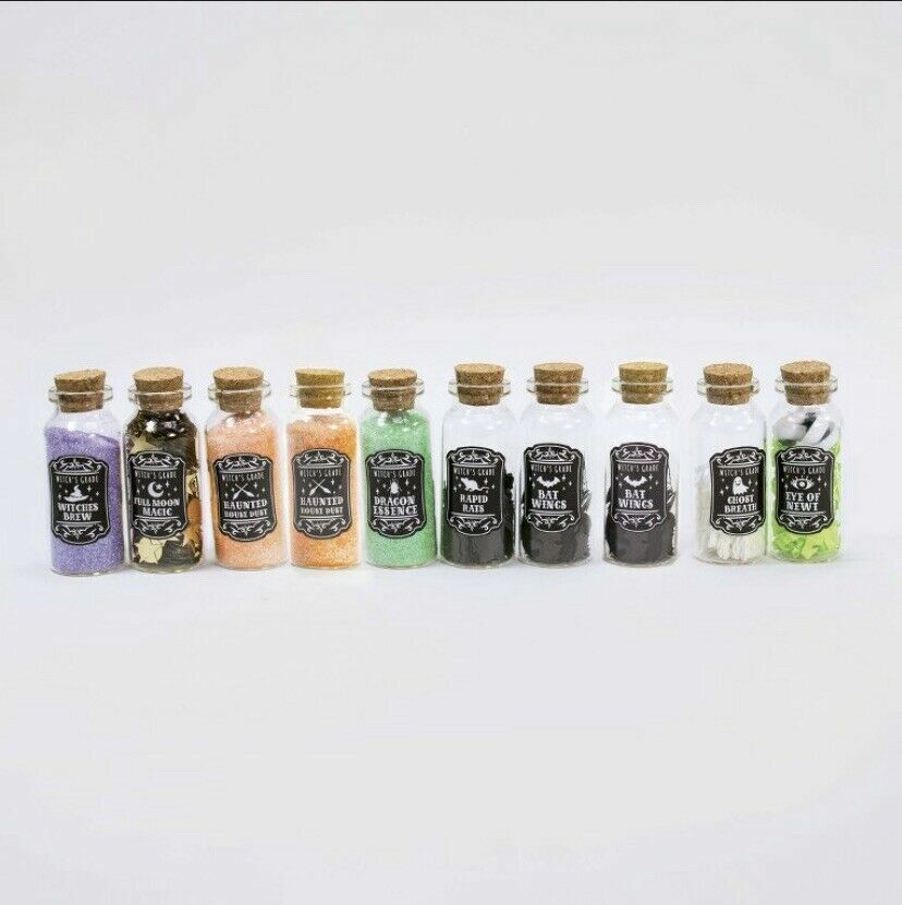 Halloween 2021 Mini Potion Bottles Full Set Of 10 Glass filled | FAST SHIPPING