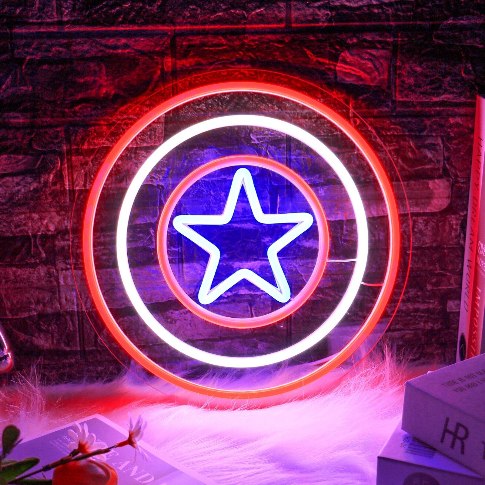LED Shield Neon Sign: USB-Powered Wall Decor for Film Room, Man Cave, Boys Gift