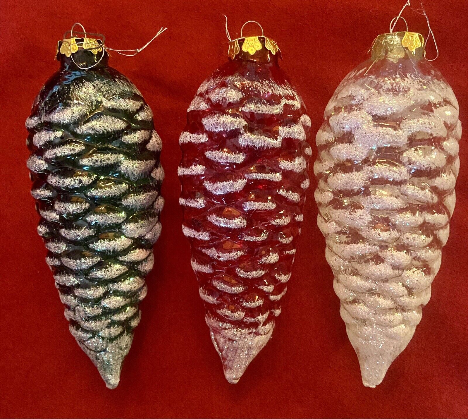 One Vintage Glass Jumbo Pinecone Christmas Ornament New Old Stock Multi Avail