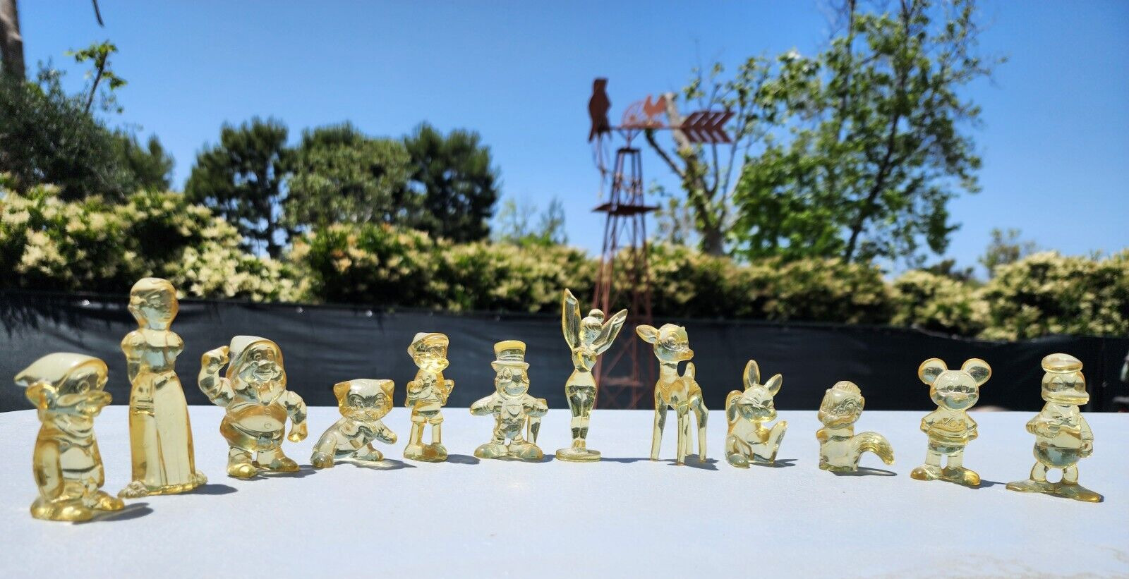 Lot of 12 Vintage Walt Disney Productions Amber Lucite  Figurines