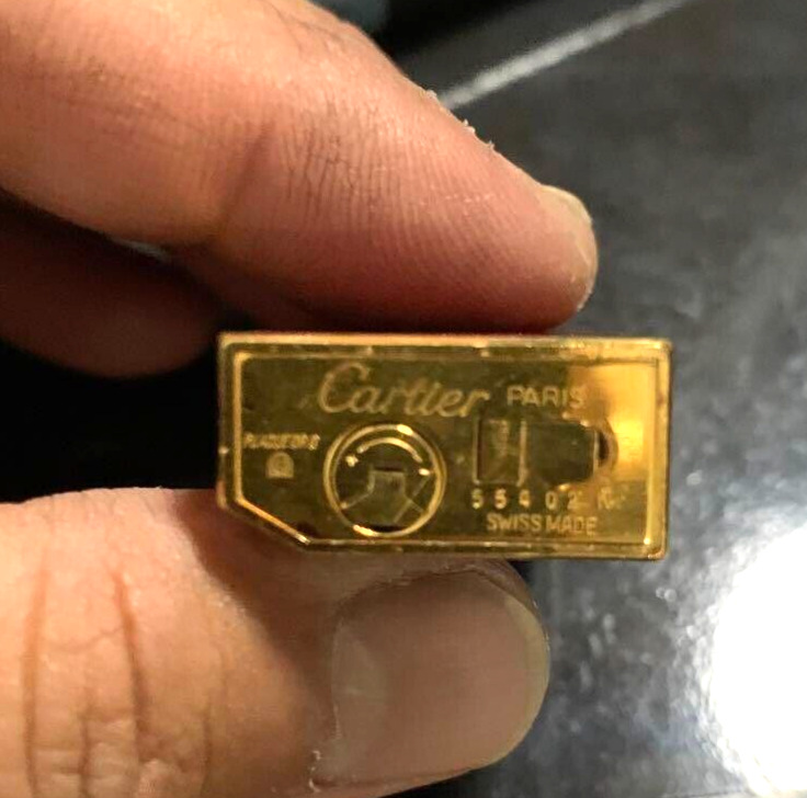 Cartier Vintage Lighter Pentagon Gold Red