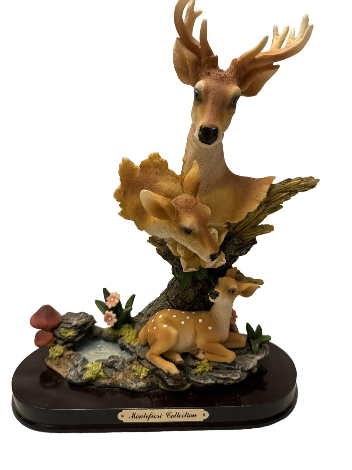 Vintage Montefiori Collection Family Of Deer Sculpture Sportsman Wildlife Cabin