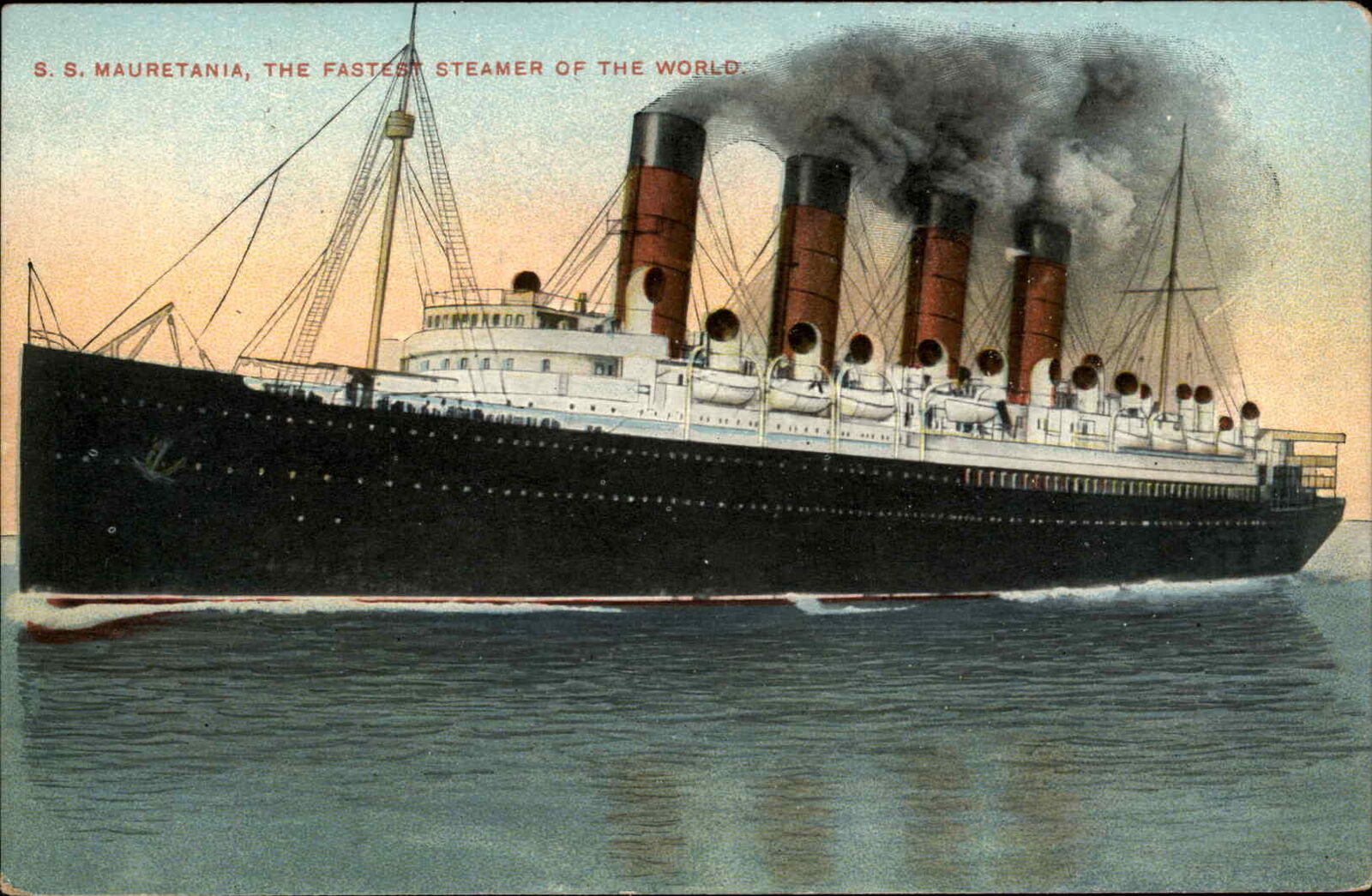 Steamer Steamship S.S. Mauretania c1910 Vintage Postcard