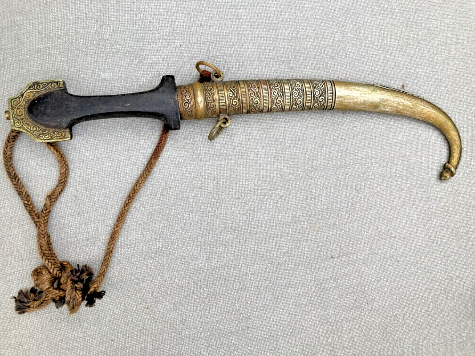 Vintage Authentic Moroccan Dagger Knife Wood &Silver /Brass islamic Arabic Sword