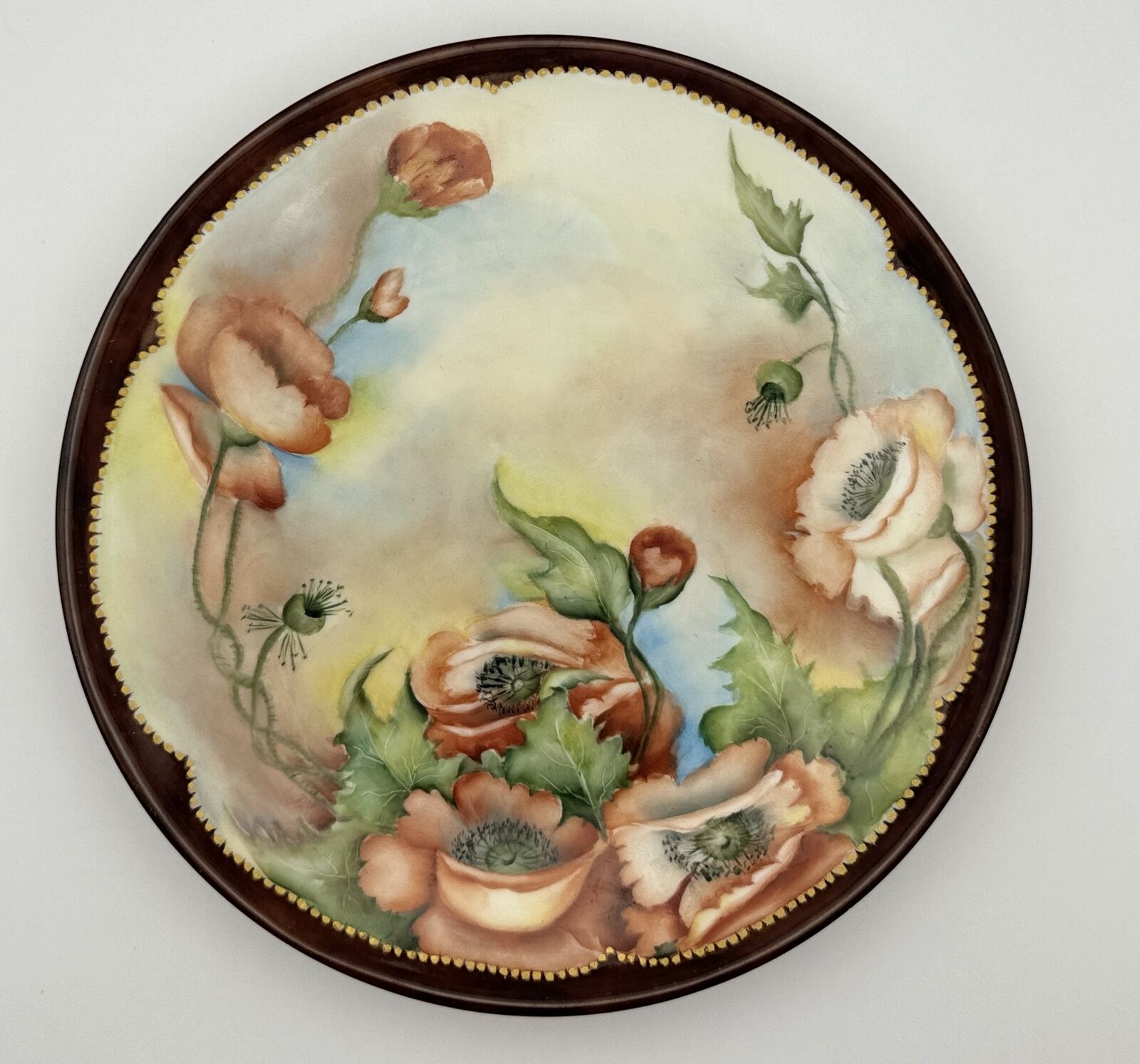 J.P. L Limoges. France Hand-Painted Porcelain Plate with Floral Design