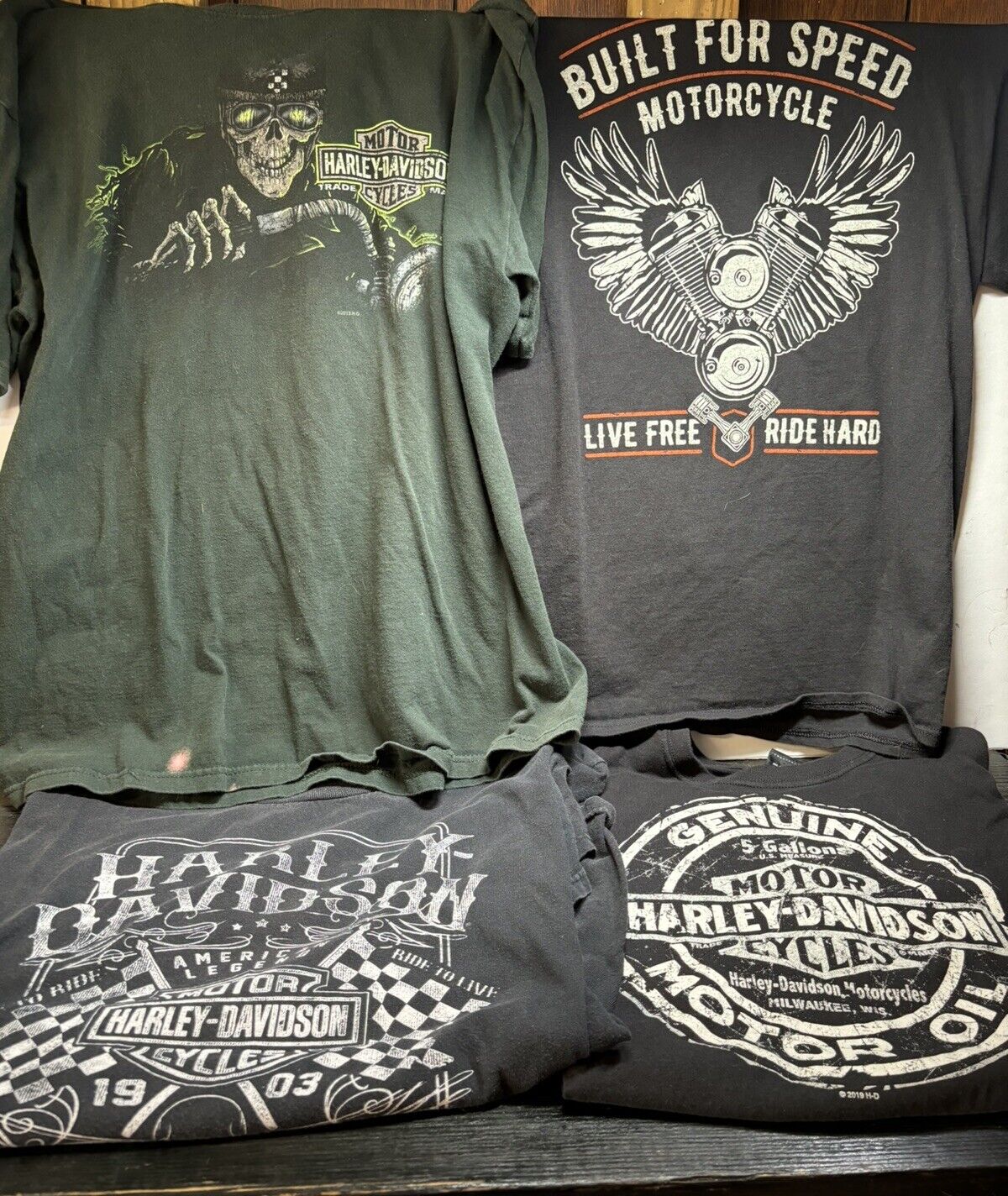 4 Assorted Harley Davidson T-shirts for men, All Size Large