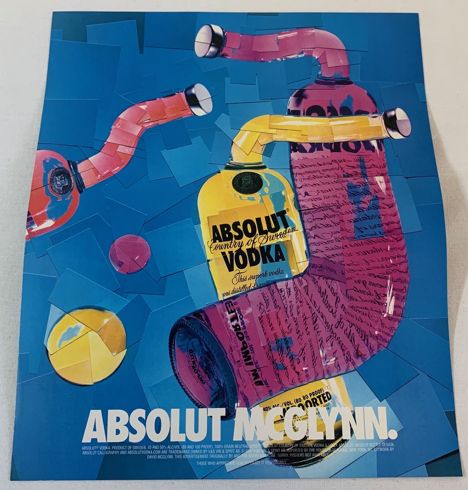 1997 Absolut vodka ad page ~ ABSOLUT McGLYNN ~ David McGlynn ~ 9x10.5