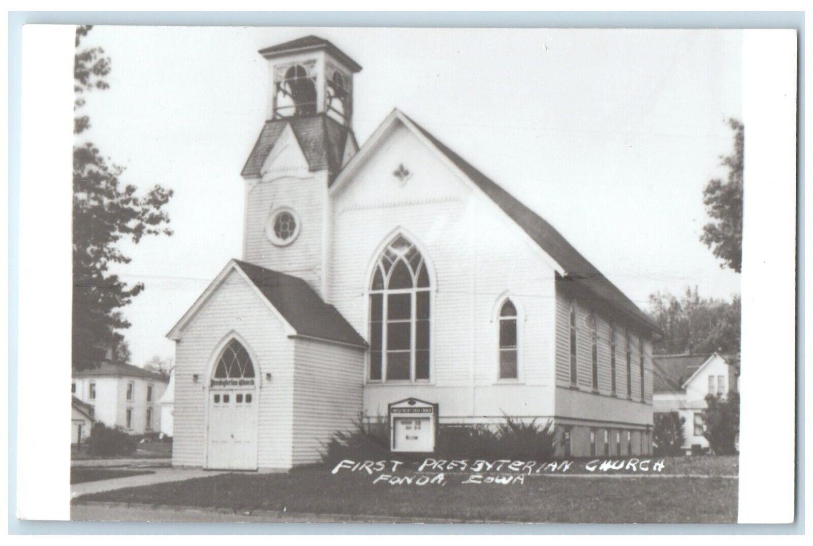 c1940's First Presbyterian Church Fonda Iowa IA RPPC Photo Vintage Postcard