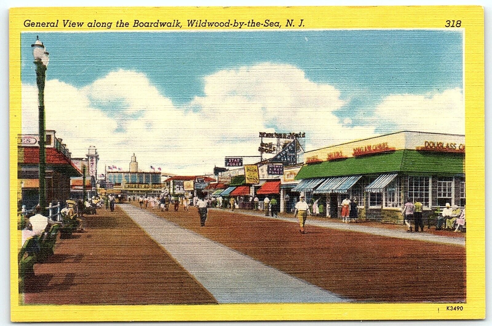 postcard General view along the Boardwalk Wildwood-by-the-sea N.J.  L2042