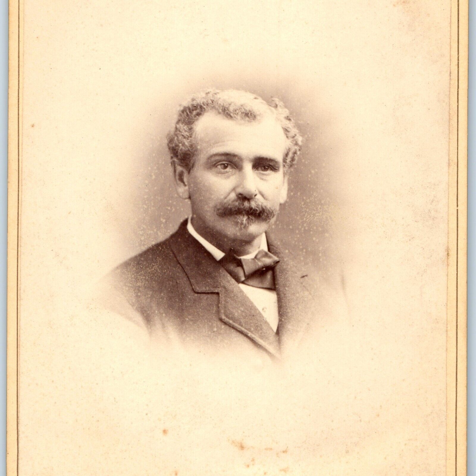 c1880s Great Falls Rochester, NH Mustache Man Cabinet Card Photo Etter B9