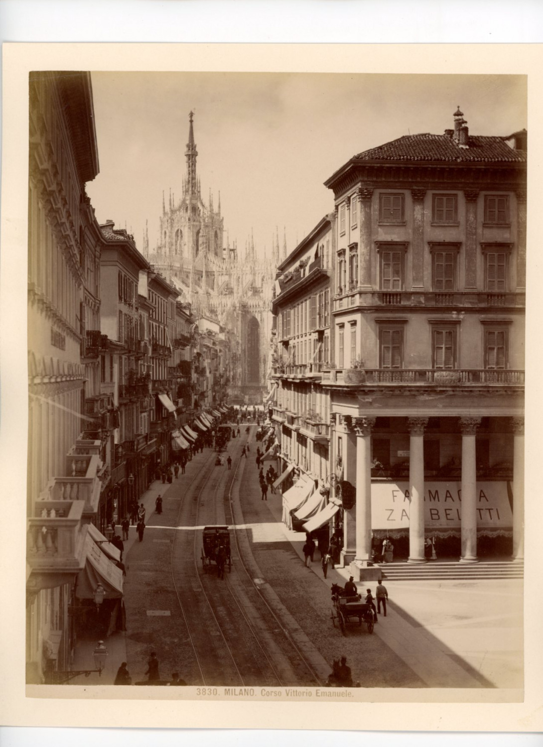 Italy Milan Corso Vittorio Emanuele Vintage Albumen Print. Albumin Print 