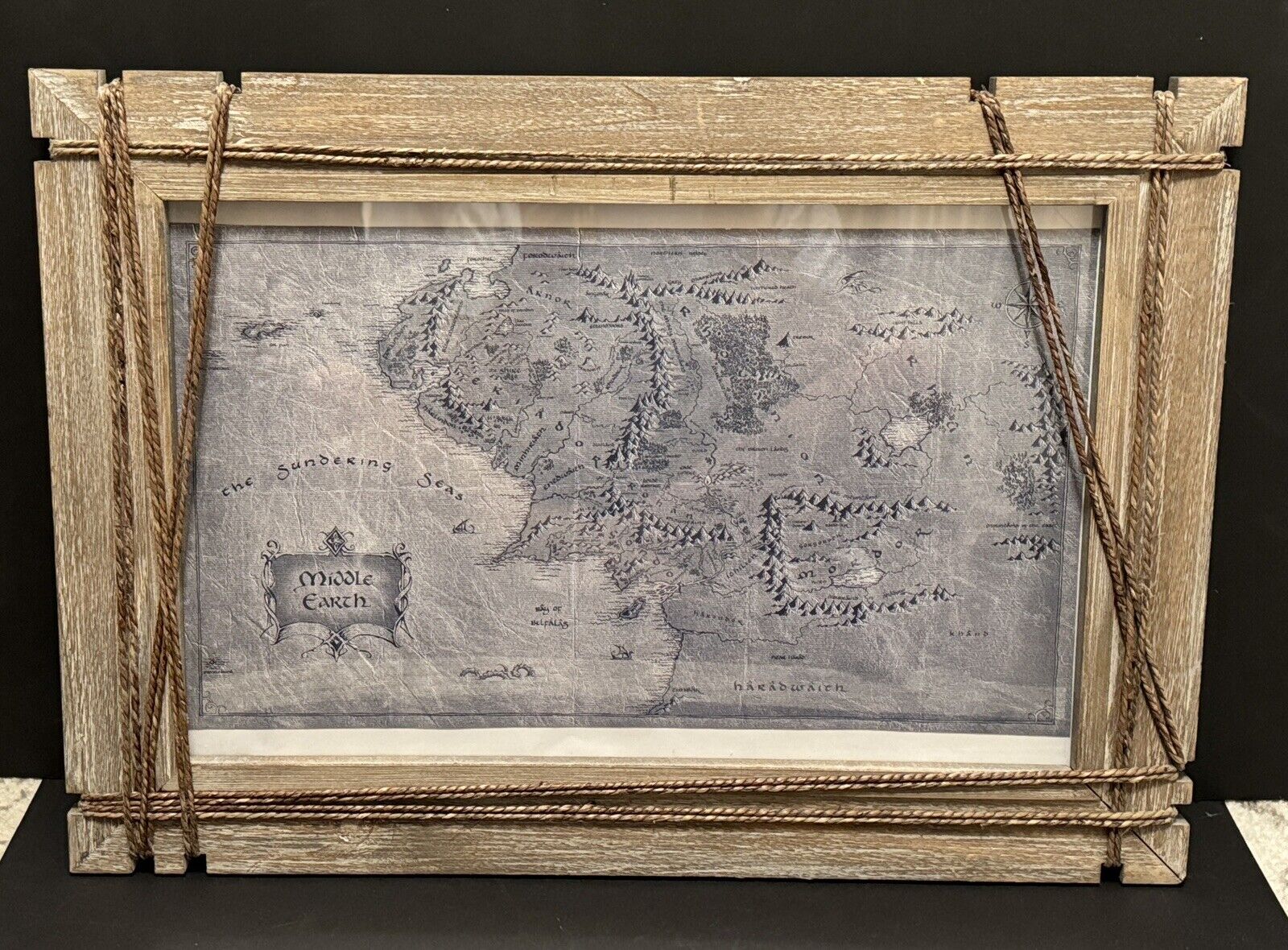 Rustic Framed Middle Earth Map Lord of the Rings