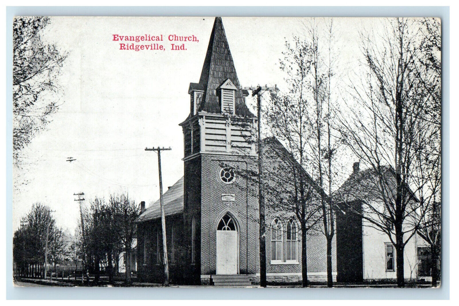 1917 Evangelical Church, Ridgeville, Indianapolis IN Posted Postcard