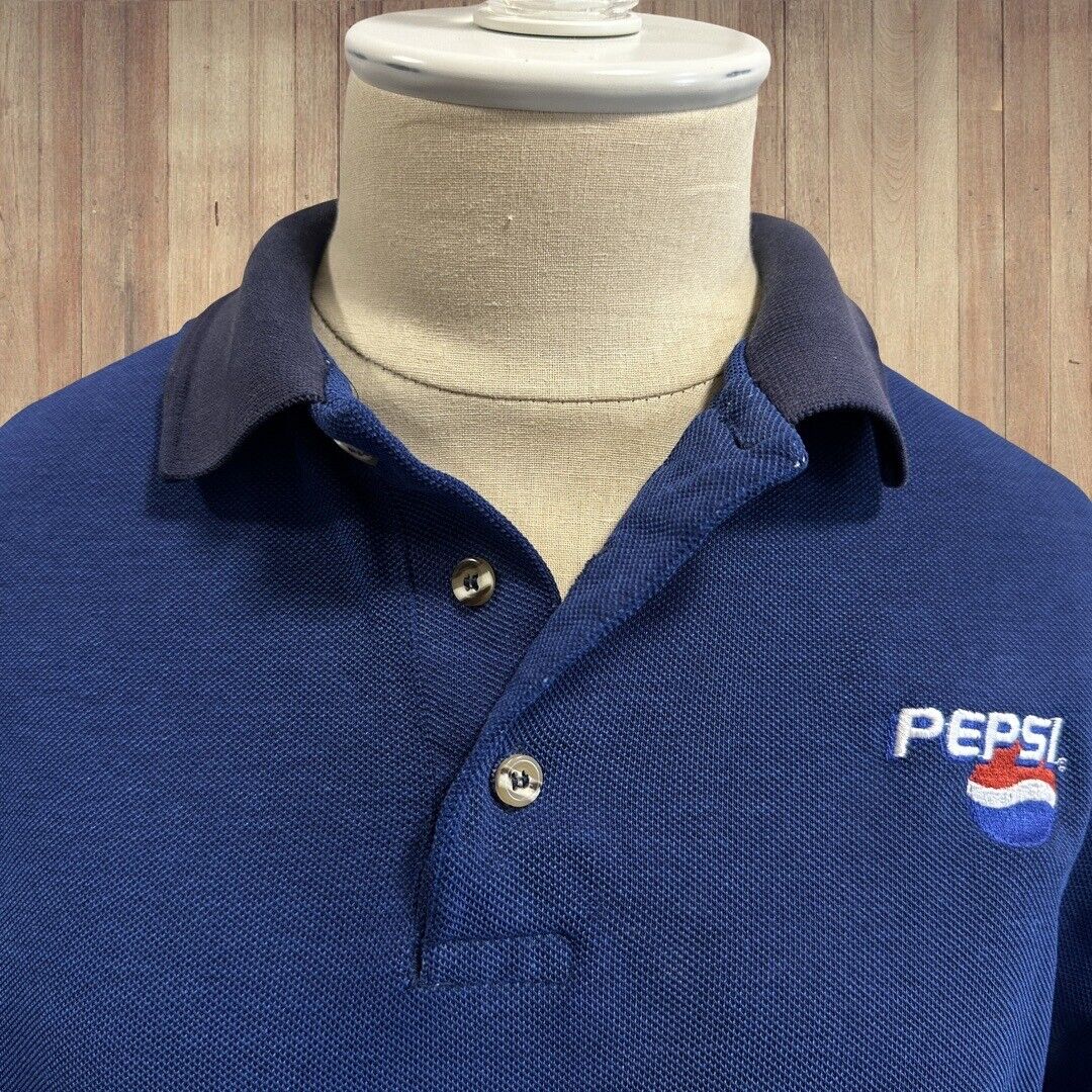 Vintage RIVERSIDE PEPSI Mens M Polo Shirt Employee Uniform USA Made Soda READ