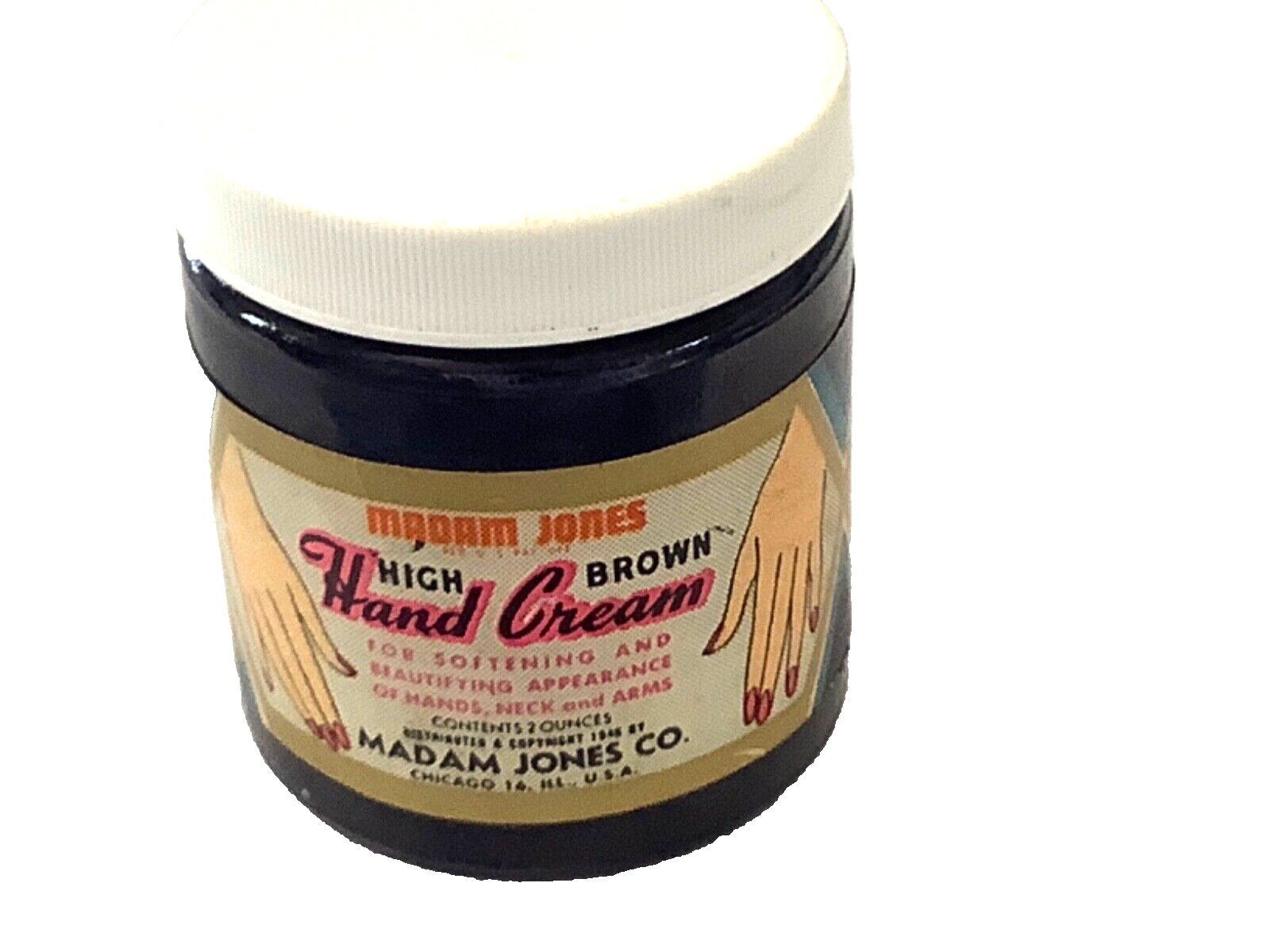 💋 1940S Madam Jones Hi Brown Hand Cream Valmor Graphics Americana Vintage NOS