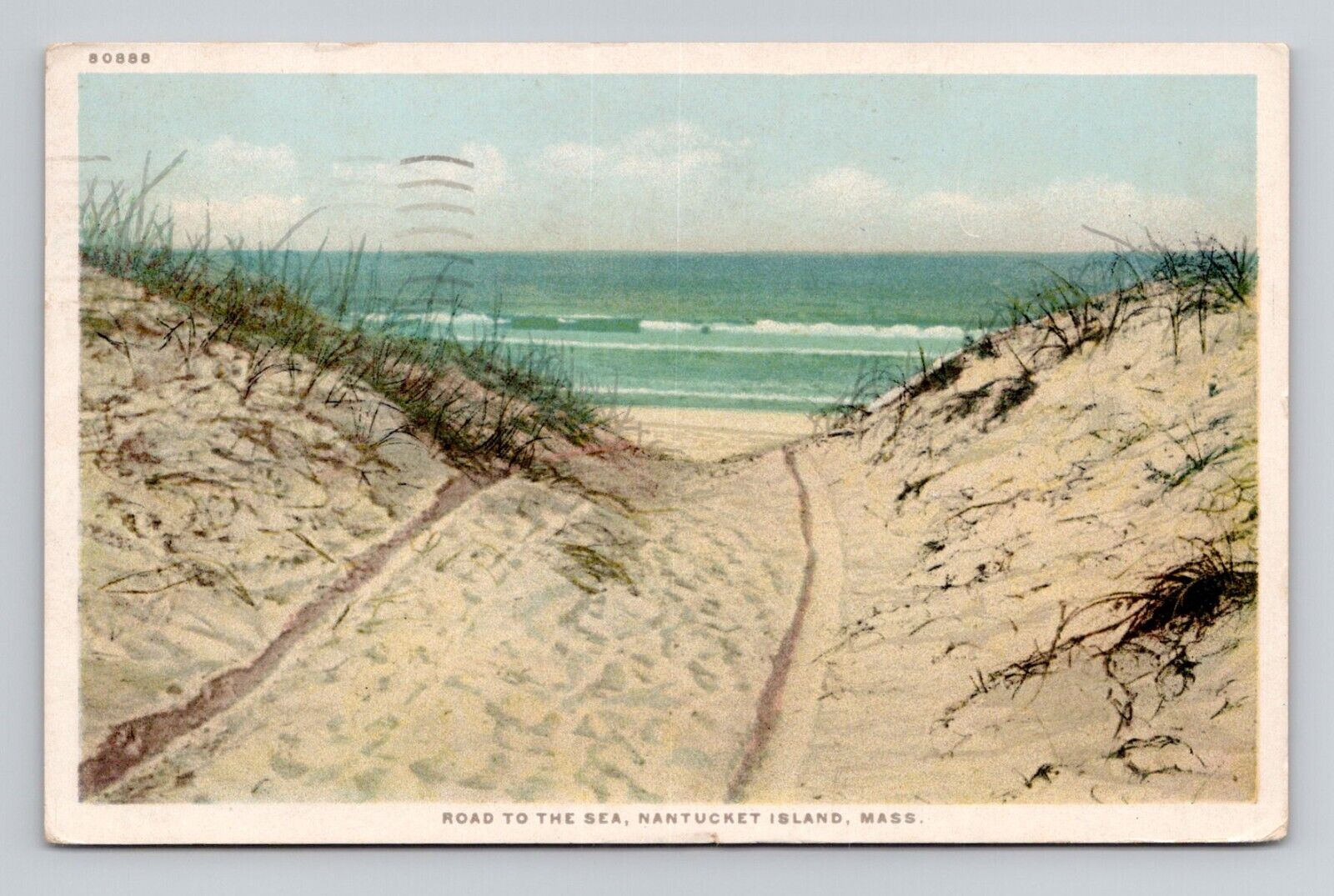 Postcard Road to the Sea & Beach Nantucket Massachusetts, Vintage N19