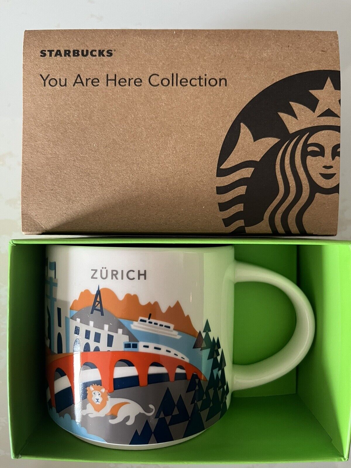 Starbucks Coffee Company 14oz ZURICH Switzerland Mug YAH YOU ARE HERE Cup NIB