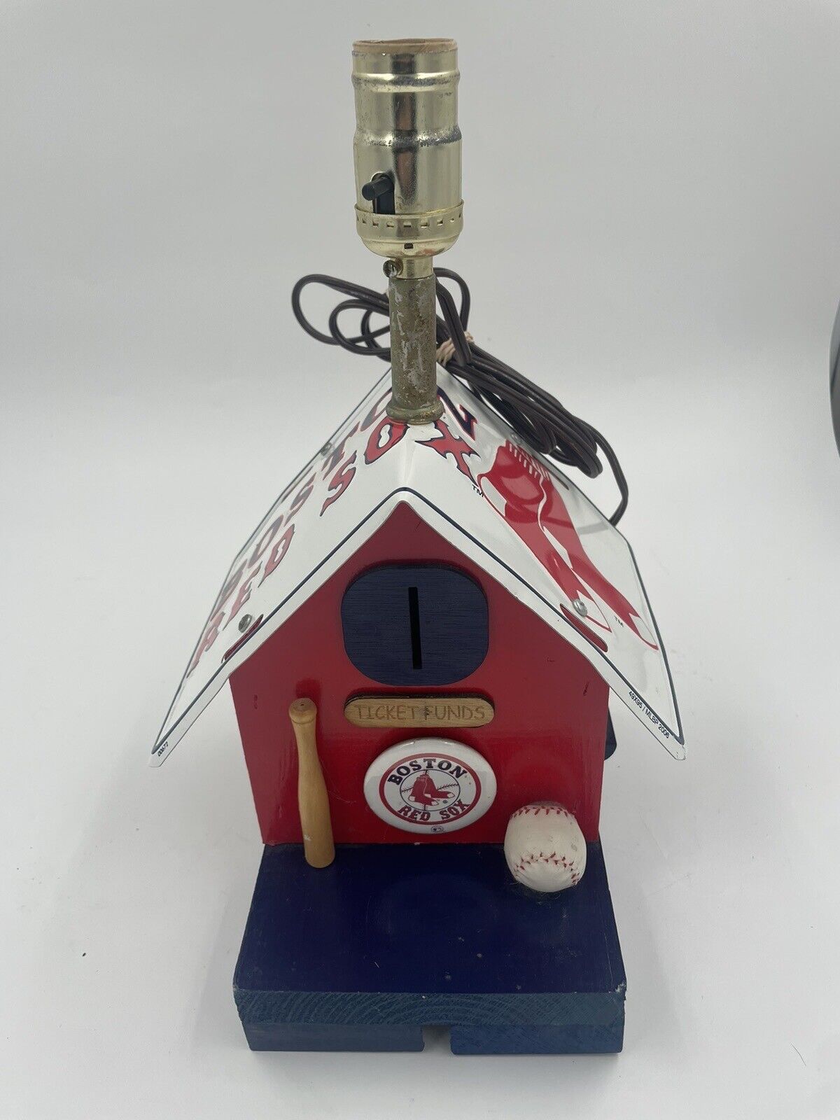 wooden red sox lamp bank