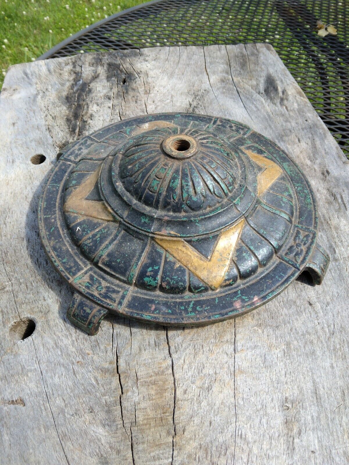 Antique Art Deco Cast Iron Lamp Base