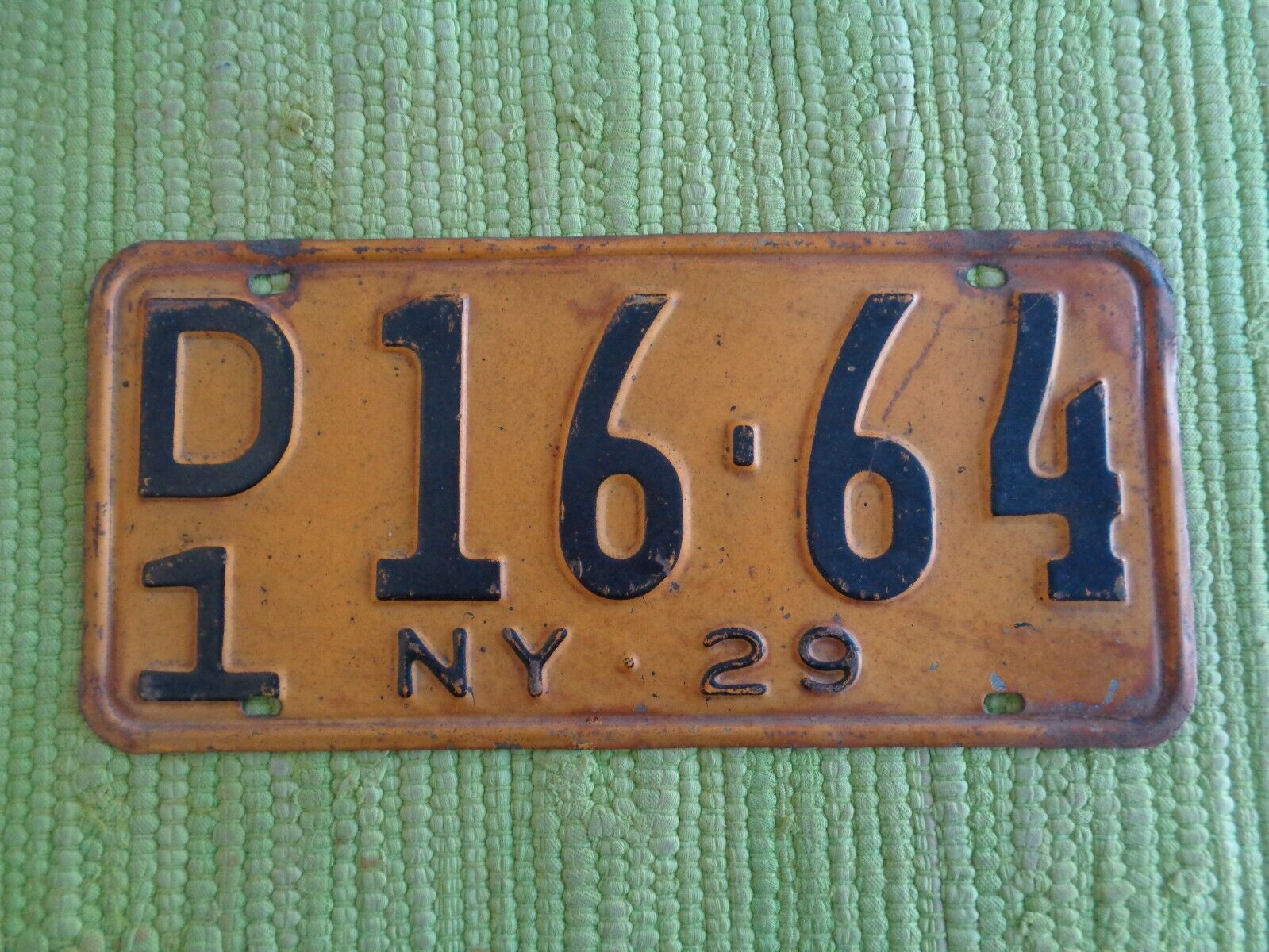 1929 New York License Plate 29 NY Tag D1 16-64