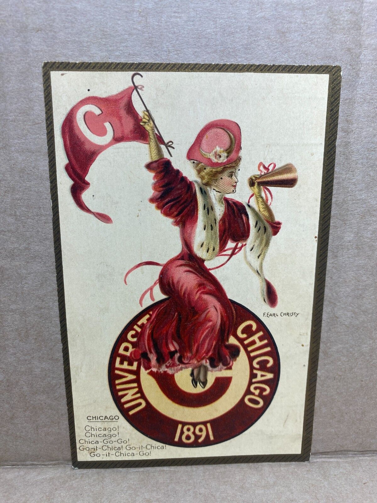 University of Chicago College Girl F Earl Christy 1907 Raphael Tuck Postcard 
