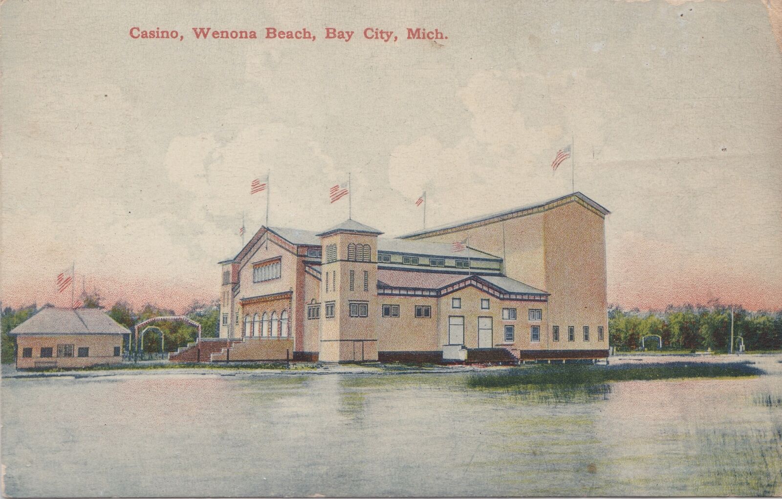CEN Bay City MI 1908 THE WENONA PARK CASINO Wenona Beach Amusement Park Bay Co.