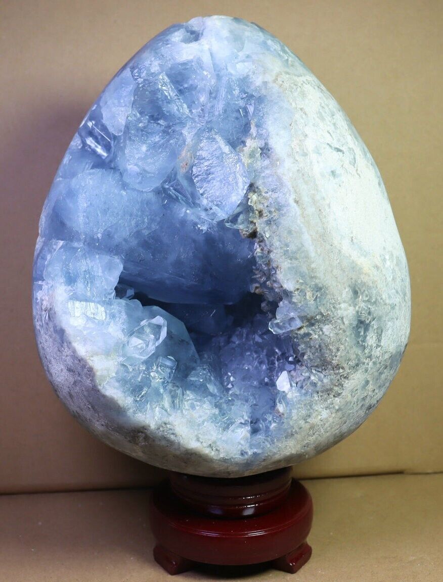 22.13lb Natural Gorgeous Blue Celestite Egg Geode Quartz Crystal Reiki Healing