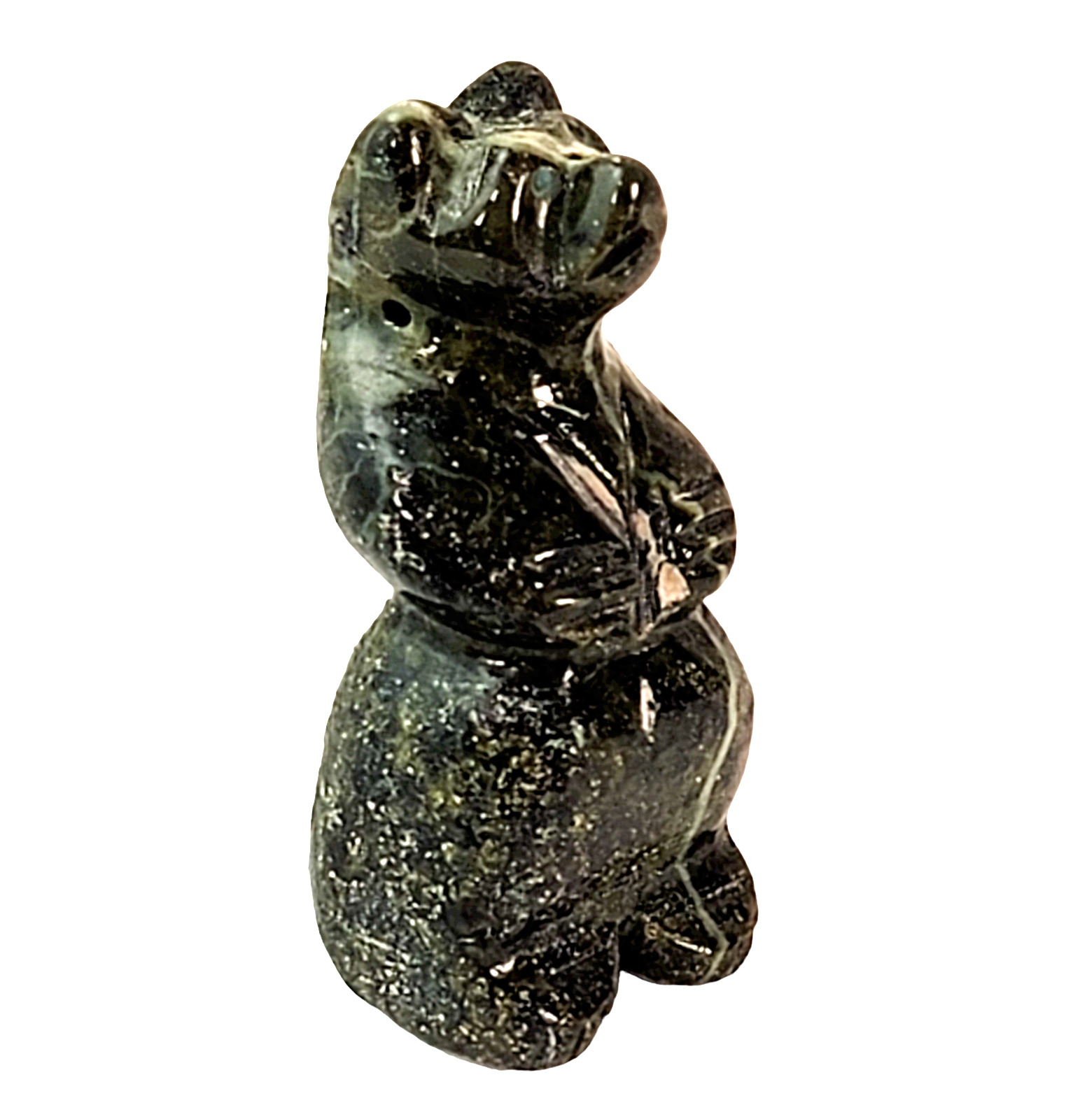 Zuni Small Bear Fetish Figurine Green Marble Pendant Native American 1.5 in