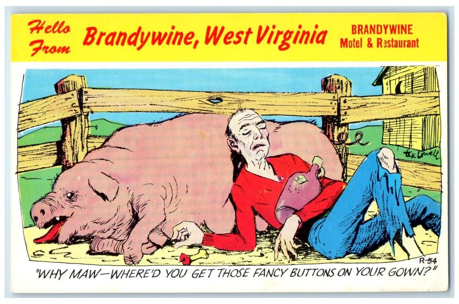 c1940 Hello From Motel Restaurant Why Maw Brandywine West Virginia WV Postcard