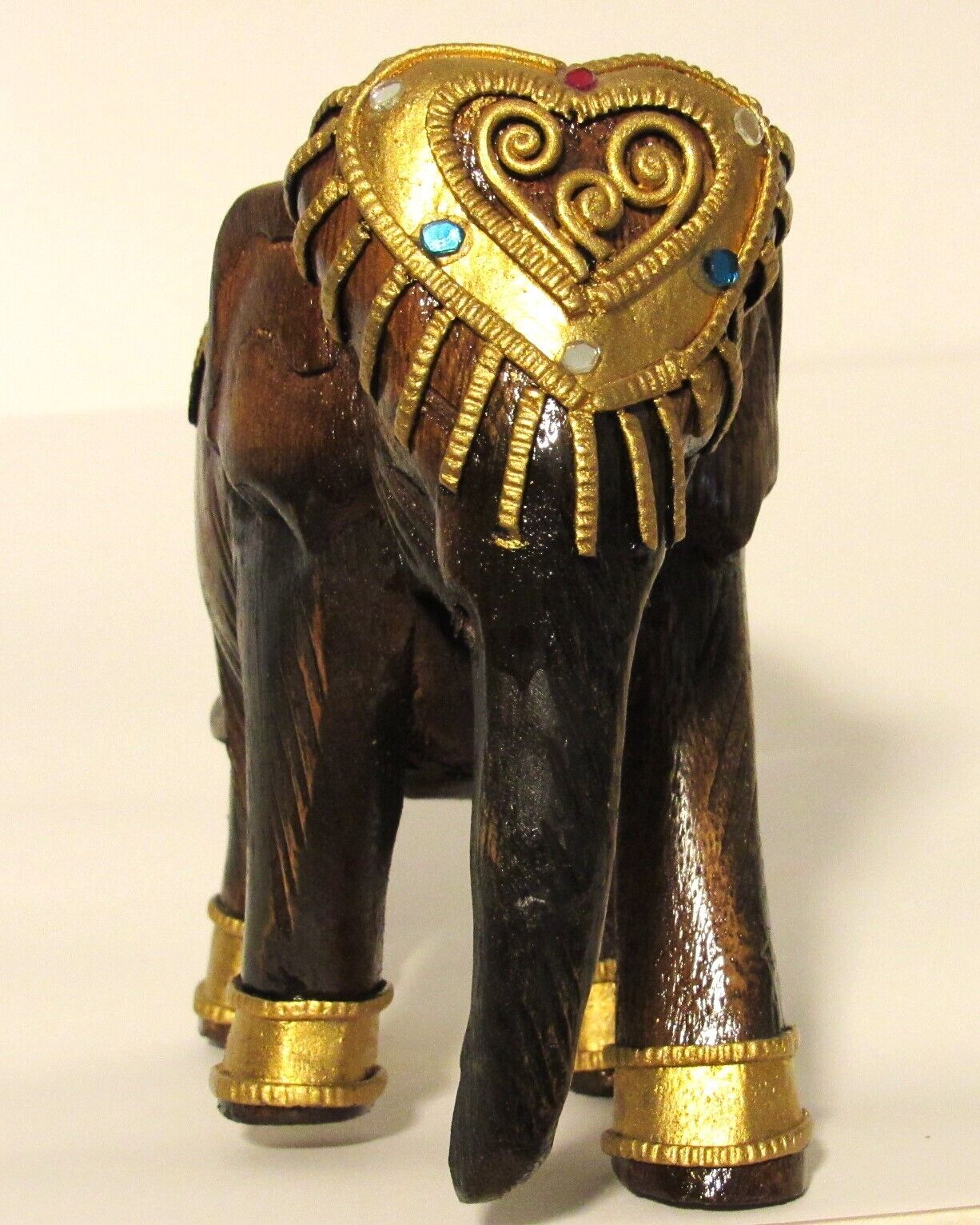 Majestic Indian Elephant with Blue, White & Red Gems and Gold Filigree 6\
